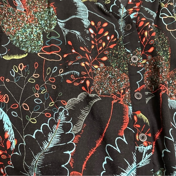 Anthropologie Maeve Leaf Print Jumpsuit Button Front Belted SZ Small P Oversized - Picture 3 of 7